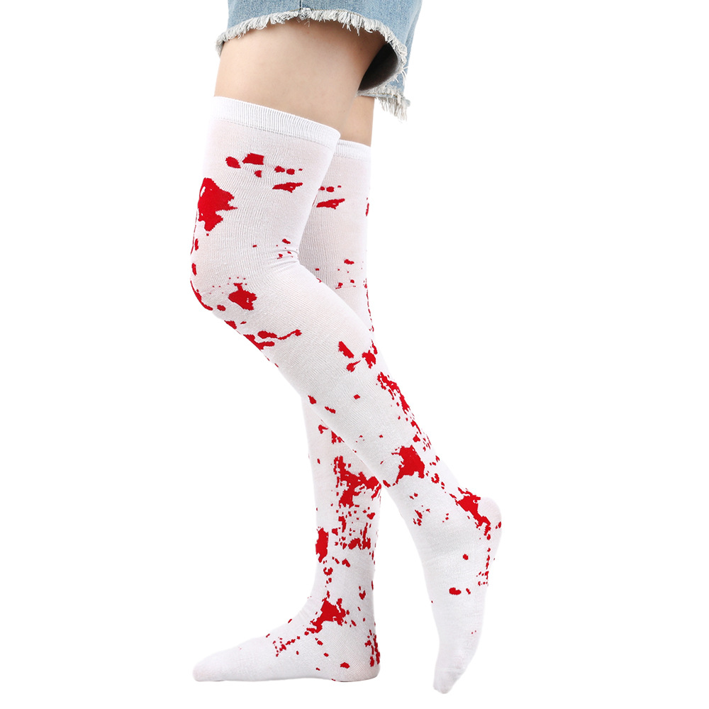 Halloween Over Knee Socks With Print Design For Party